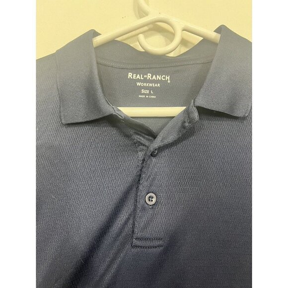 Men’s Real Ranch Work Shirt Size Large Navy Blue - Picture 2 of 6